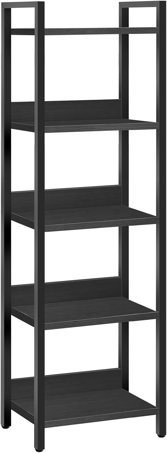 5-Tier Bookshelf, Bookcase, Shelves Organizer for Small Spaces, Storage Shelf Organizer, for Living Room, Bedroom, Study, Balcony, Black