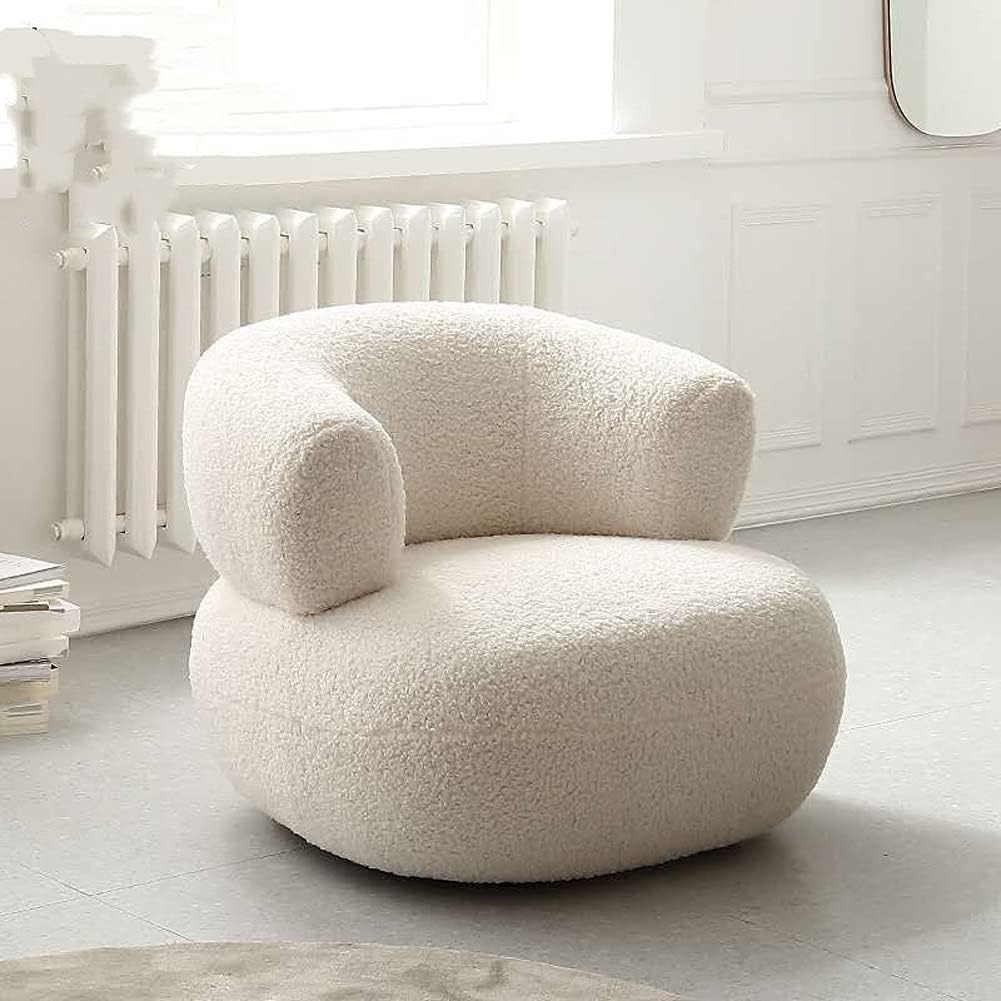 Nordic Designer Creative U-Shaped White Casual Lamb Wool Single Sofa Minimalist Living Balcony Bedroom Futon Furniture