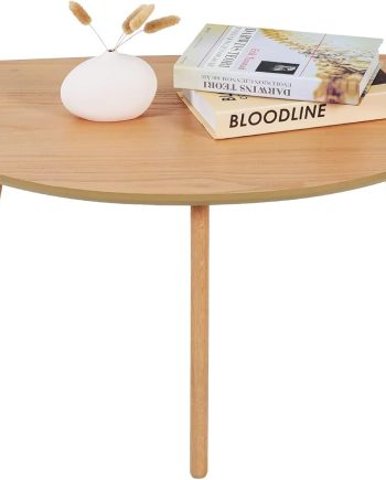 Small Oval Coffee Table Mid Century Modern for Living Room Center Minimalist Display Coffe Table,Nature Wood,18.9" D x 33.47" W 15.75" H