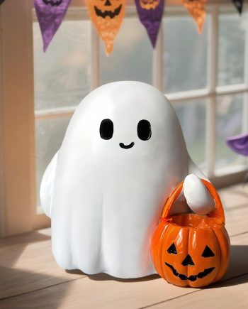 Halloween Ghost Figurine Funny Pumpkin Ghost Statue Ghost Decoration Holding for Gift Props Tabletop Home Decor Best Gifts for Anniversary Weddings