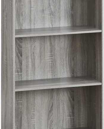 Basic 3-Tier Bookcase Storage Shelves, French Oak Grey