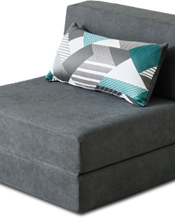 Folding Sofa Bed Single Size with Pillow Memory Foam Convertible Sleeper Chair Floor Couch Futon Lazy for Living Room/Home Office/Guest Beds/Apartment/Upstairs Loft,Dark Gray