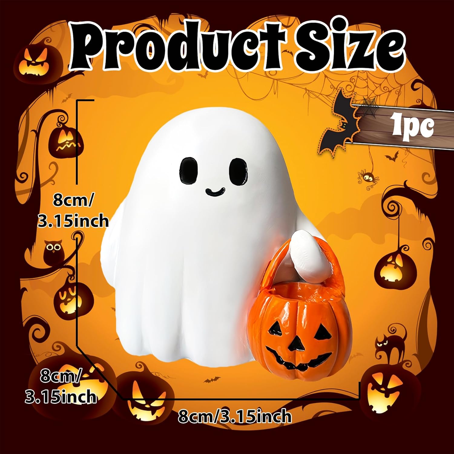 Halloween Ghost Figurine Funny Pumpkin Ghost Statue Ghost Decoration Holding for Gift Props Tabletop Home Decor Best Gifts for Anniversary Weddings