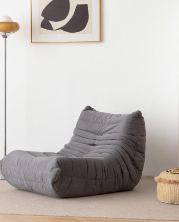 Armless Floor Sofa, Mid Century Soft Premium Microfiber Lounge Chair, Foam Accent for Living Room Bedroom and Office (Single, Grey)