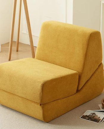 Folding Sofa Bed, Single Chair Sofa, Multi-Functional Lounger with Back Support – Compact & Space-Saving Design, Comfortable for Living Room, Bedroom, or Small Spaces, Yellow Corduroy Fabric