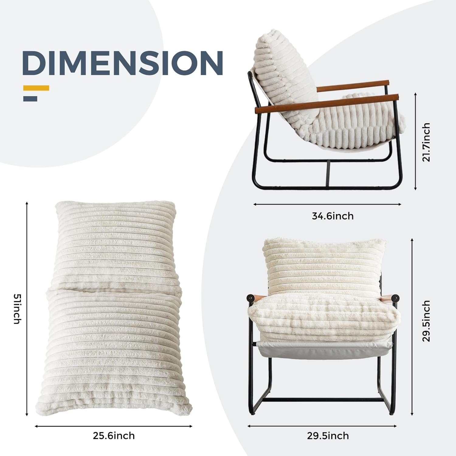 Sherpa Arm Chair for Living Room, Mid Century Modern s, Boucle Reading Bedroom Chair, Teddy Armchair, Wooden Arms Metal Frame