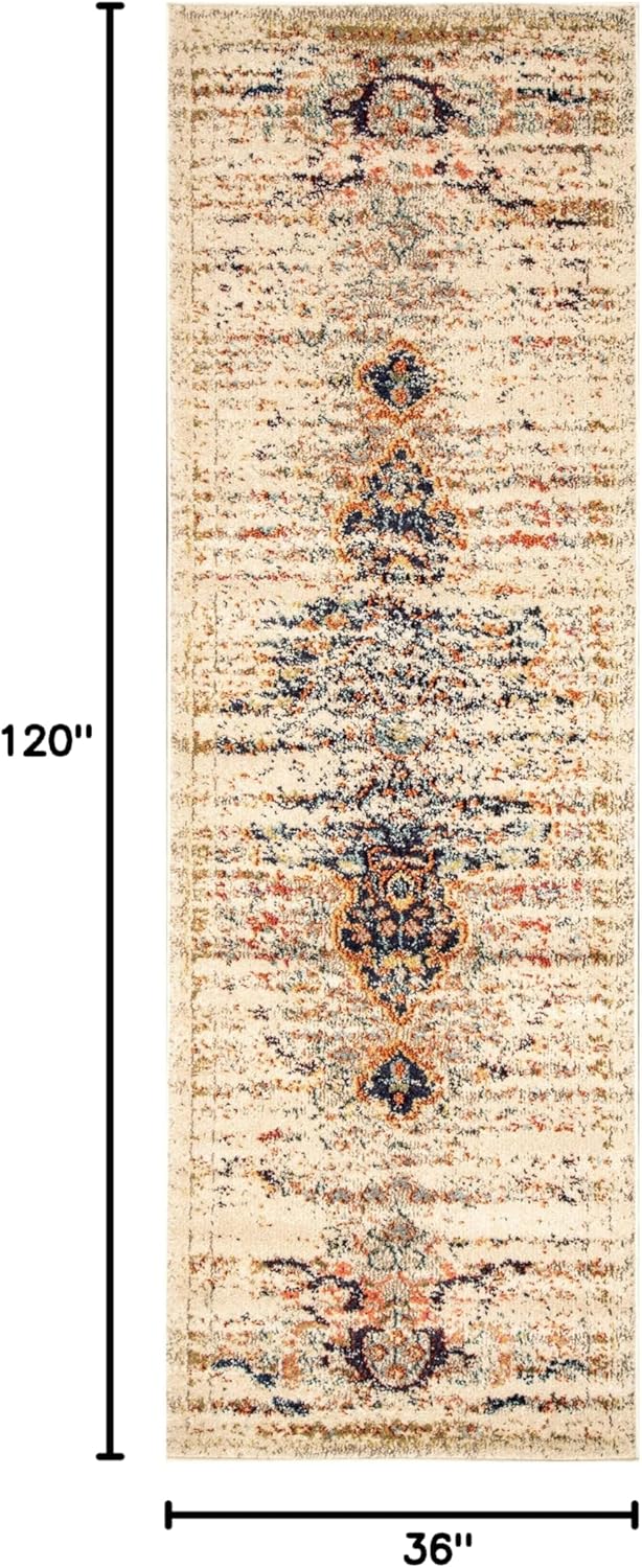 Distressed Persian Runner Rug, 2 ft 6 in x 10 ft, Sand