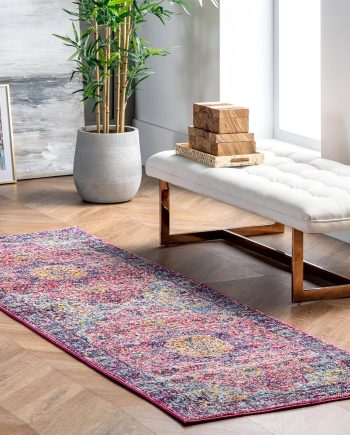 Paisley Vintage Persian Area Rug, 2' x 6', Verona Fuchsia