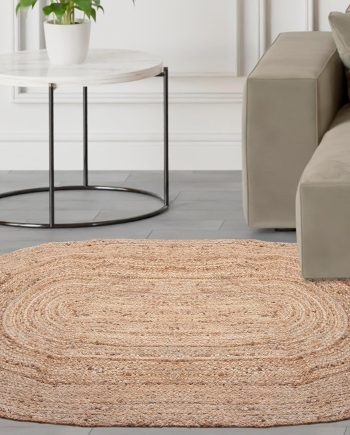 Hand Woven Jute Braided Rug 90X150 CM Handmade Boho Farmhouse Reversible Natural Fiber Living Room Bedroom Vintage Sisal Carpet - 36x60 Inch Oval