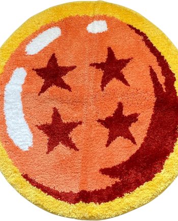 Orange Ball Star -  Ball Rug - 4 Stars bathmat - Anime bathrug - Handmade Tufted - Handmade & Premium - 28in (70cm) Japanese Anime Rug  Room Decor Decor