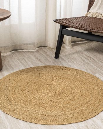 Jute Rug 3' Round, Bohemian Floor Mats, Handmade Natural Fiber Indoor Rug, Sustainable Carpet Perfect for Home Décor, Party, Living Room, Kitchen, Dining Room, Rustic