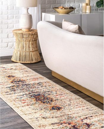 Distressed Persian Runner Rug, 2 ft 6 in x 10 ft, Sand
